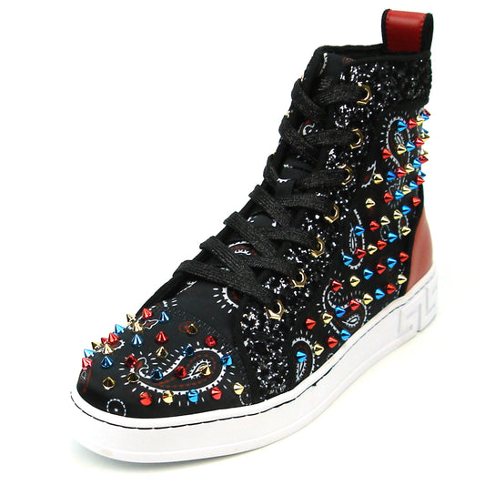 FI-2365 Black Red Multi High top Sneaker Encore by Fiesso