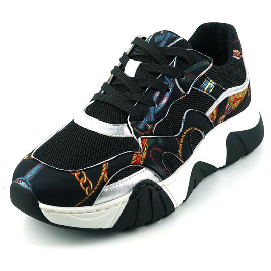 FI-2404 Black Multi Color Lane up Sneaker Encore by Fiesso