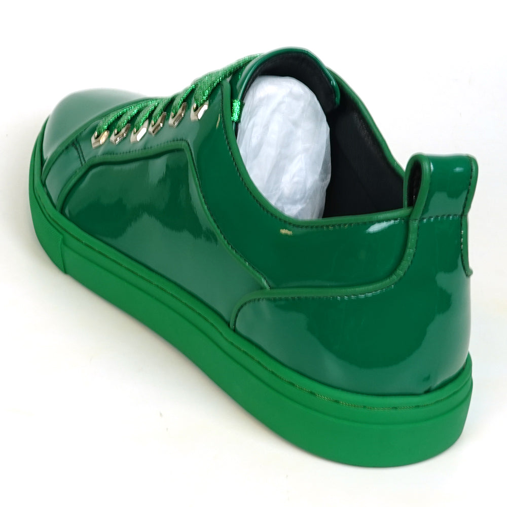 FI-2415-2 Green Patent Leather Lace up Sneaker Encore by Fiesso