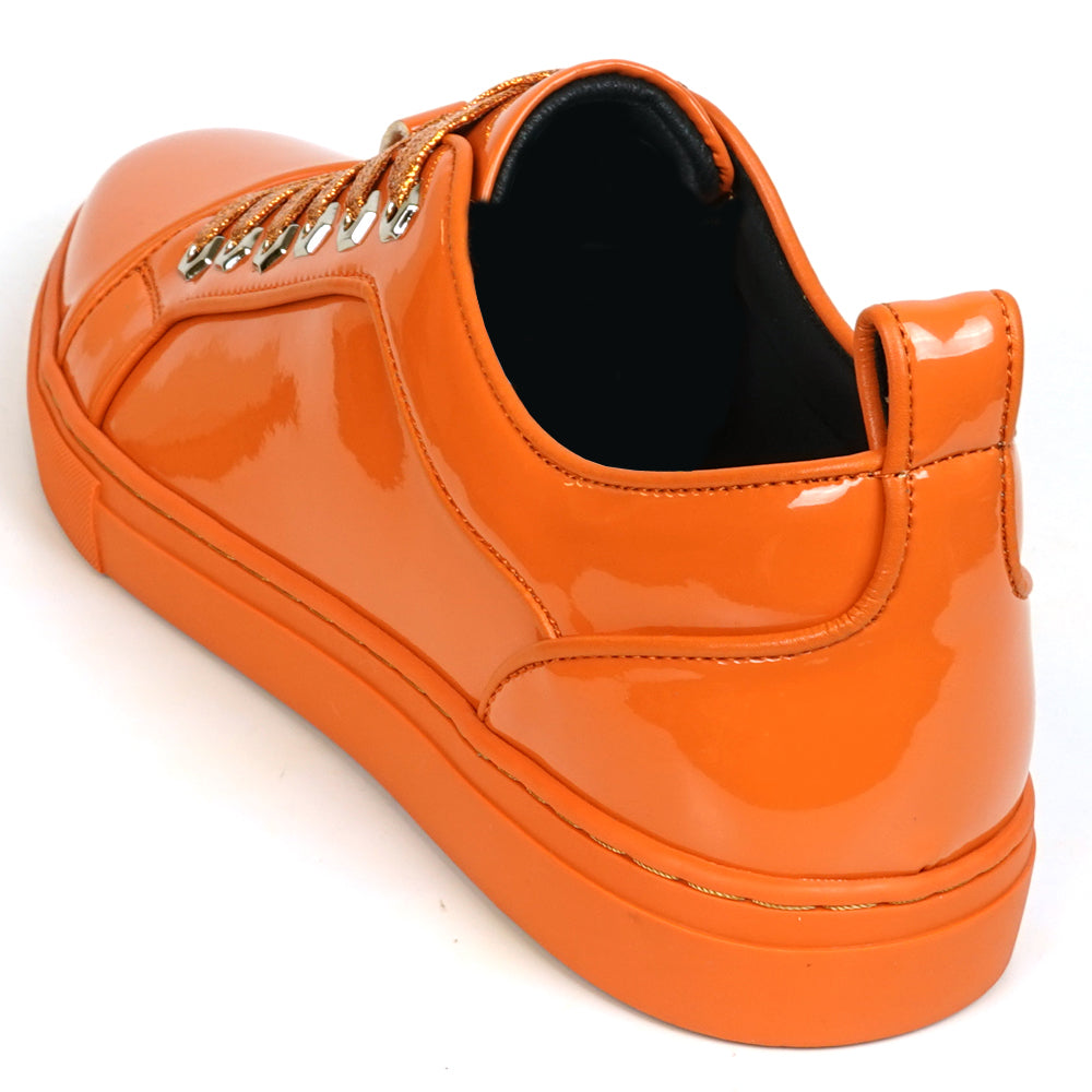 FI-2415-2 Orange Patent Leather Lace up Sneaker Encore by Fiesso
