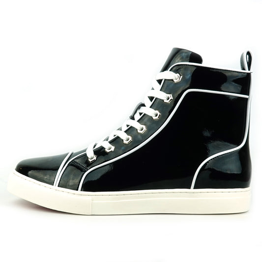 FI-2416 Black Patent Leather Lace up High top Sneaker Encore by Fiesso