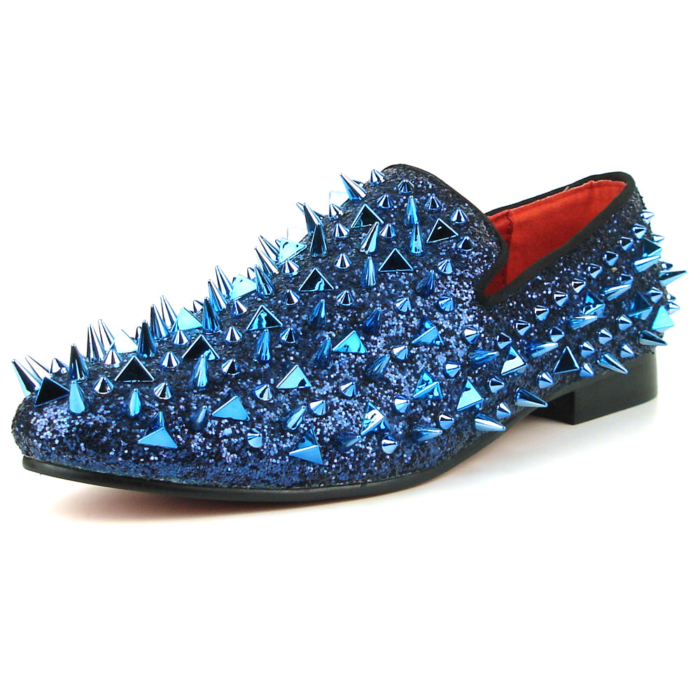 FI-7239 Navy Glitter Navy Spikes Slip on Loafer Fiesso by Aurelio Garcia