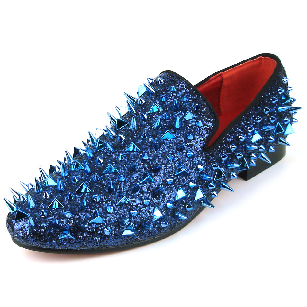 FI-7239 Navy Glitter Navy Spikes Slip on Loafer Fiesso by Aurelio Garcia