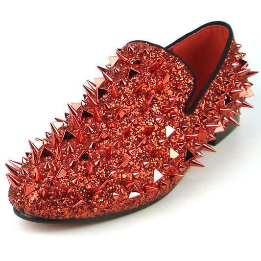 FI-7239 Red Glitter Red Spikes Slip on Loafer Fiesso by Aurelio Garcia