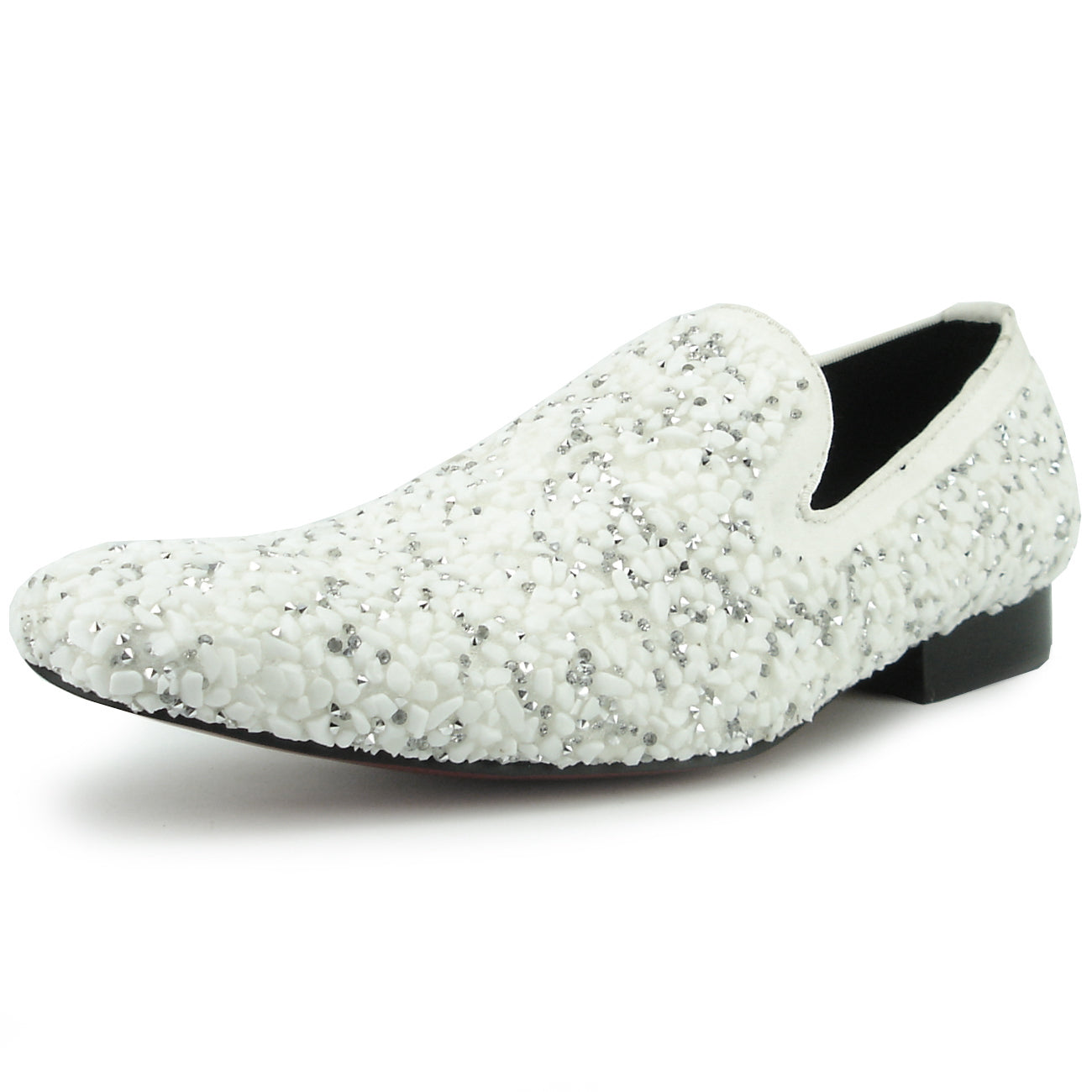 FI-7317 White Suede White Stones Slip on Loafer Fiesso by Aurelio Garcia