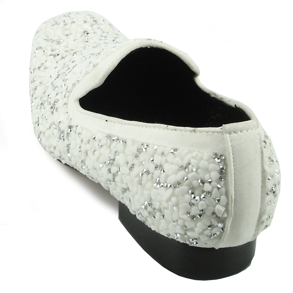 FI-7317 White Suede White Stones Slip on Loafer Fiesso by Aurelio Garcia