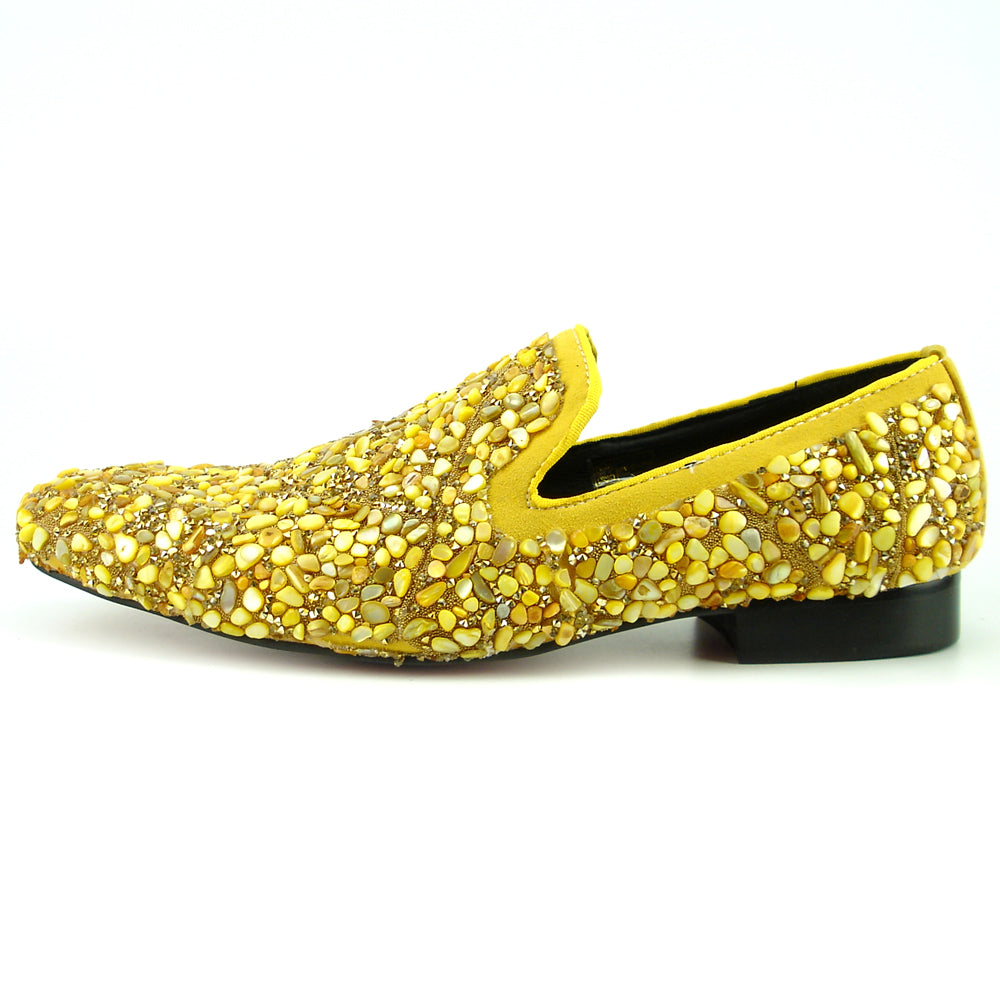 FI-7317 Yellow Suede Yellow Stones Slip on Loafer Fiesso by Aurelio Garcia