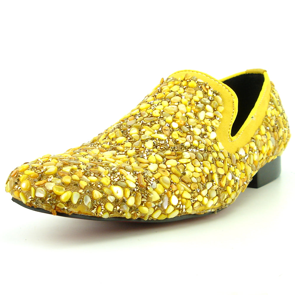 FI-7317 Yellow Suede Yellow Stones Slip on Loafer Fiesso by Aurelio Garcia