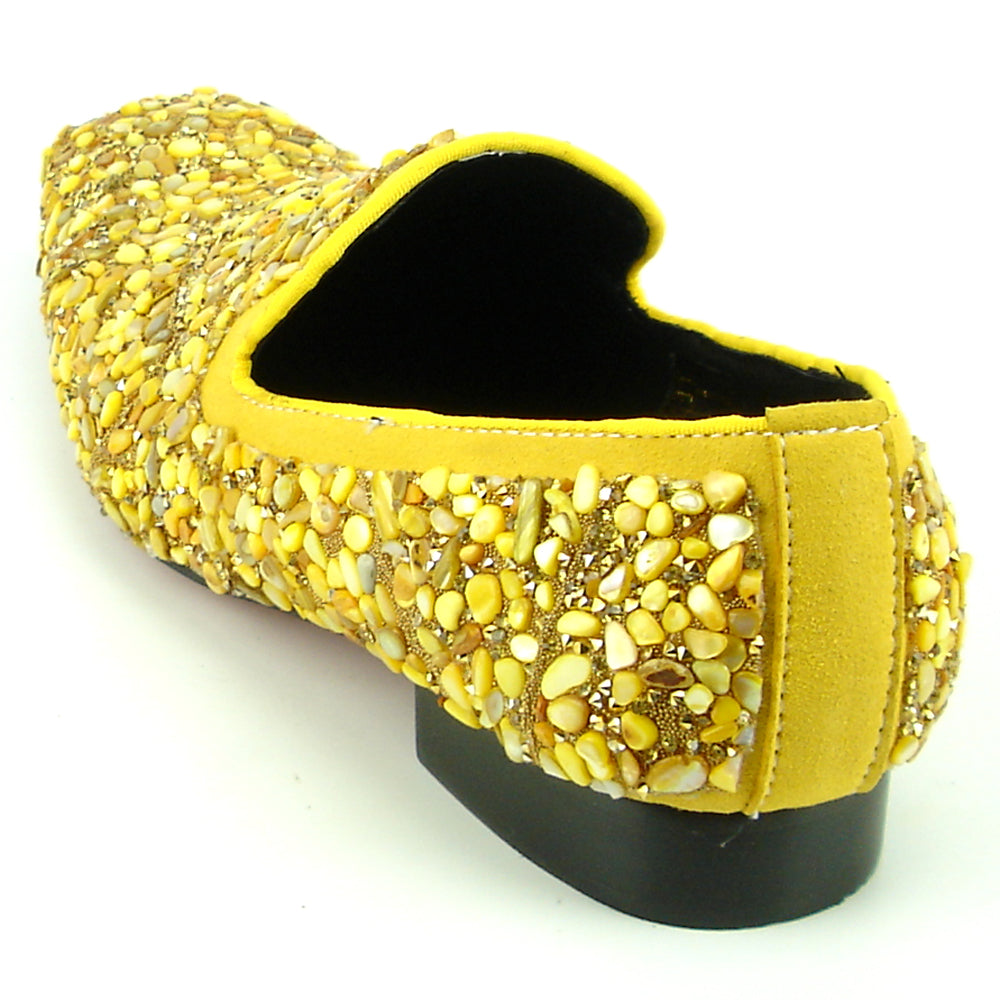 FI-7317 Yellow Suede Yellow Stones Slip on Loafer Fiesso by Aurelio Garcia