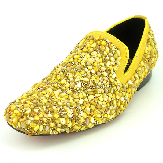 FI-7317 Yellow Suede Yellow Stones Slip on Loafer Fiesso by Aurelio Garcia