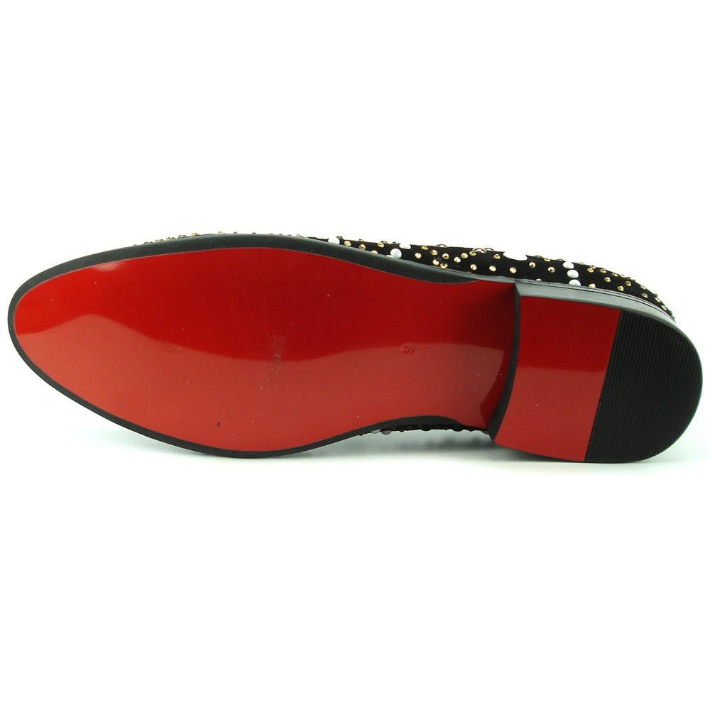 FI-7343 Black Suede Multi Color Studs Slip on Loafer Fiesso by Aurelio Garcia