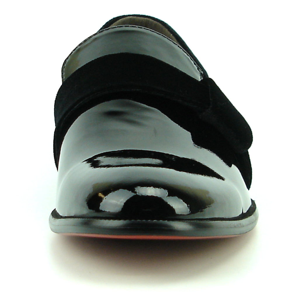 FI-7356 Black Patent Black Suede Strap Slip on Fiesso by Aurelio Garcia