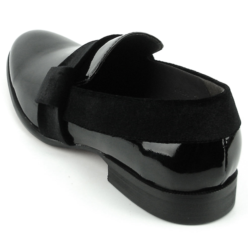 FI-7356 Black Patent Black Suede Strap Slip on Fiesso by Aurelio Garcia