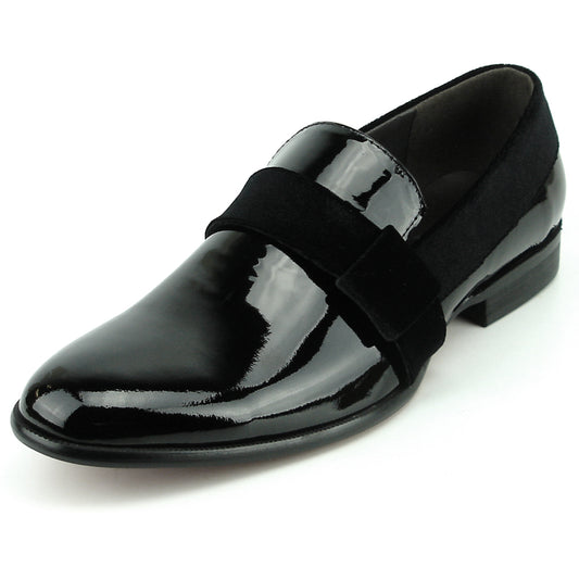 FI-7356 Black Patent Black Suede Strap Slip on Fiesso by Aurelio Garcia