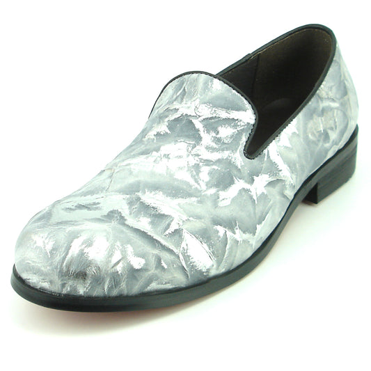 FI-7367 Grey Silver Leather Slip on Loafer Fiesso by Aurelio Garcia