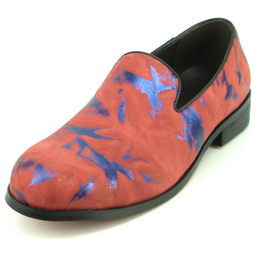 FI-7367 Red Blue Leather Slip on Loafer Fiesso by Aurelio Garcia