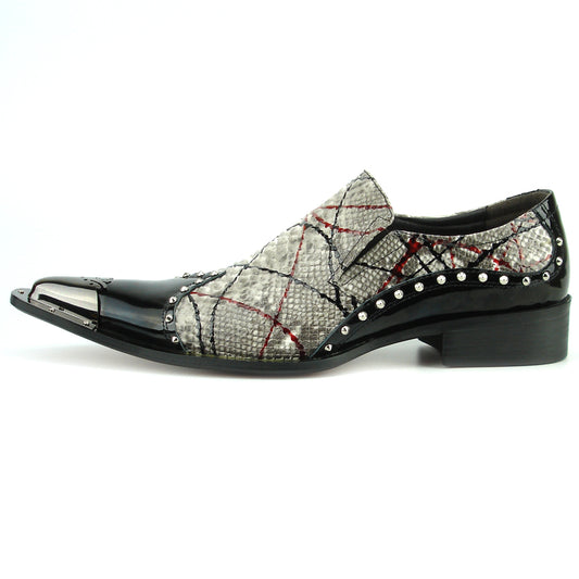 FI-7370 Multi Black Leather Slip on Metal Tip Fiesso by Aurelio Garcia