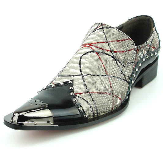 FI-7370 Multi Black Leather Slip on Metal Tip Fiesso by Aurelio Garcia