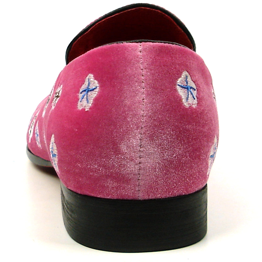 FI-7413 Pink Suede Flowers Embroidered Fiesso by Aurelio Garcia Loafer