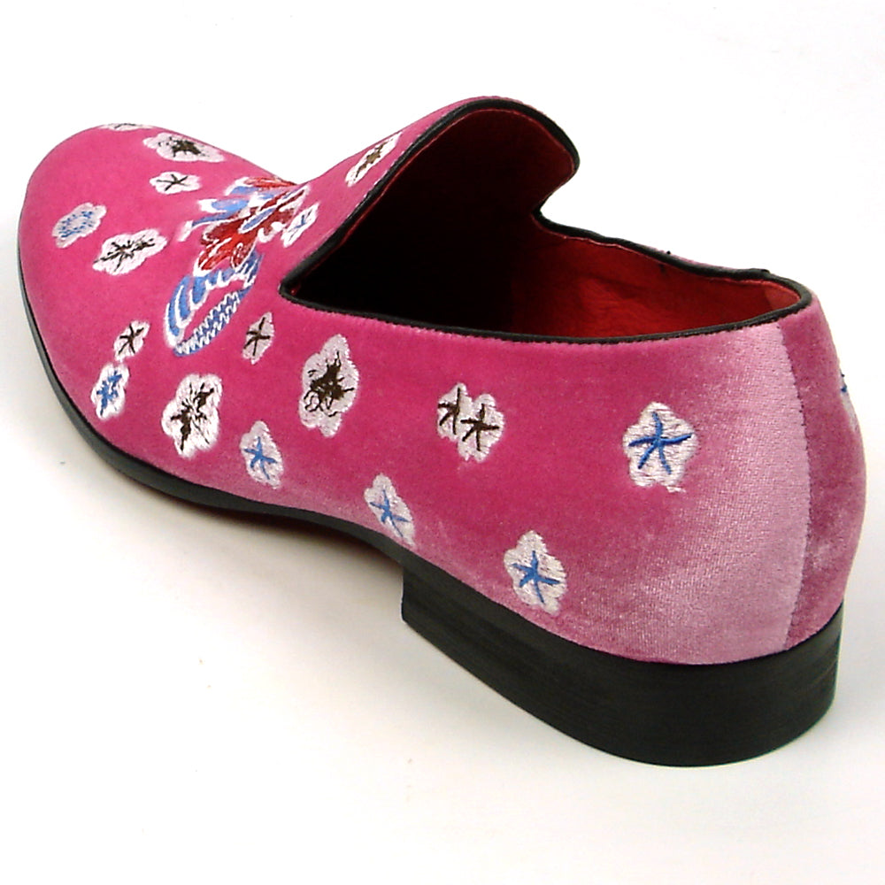 FI-7413 Pink Suede Flowers Embroidered Fiesso by Aurelio Garcia Loafer