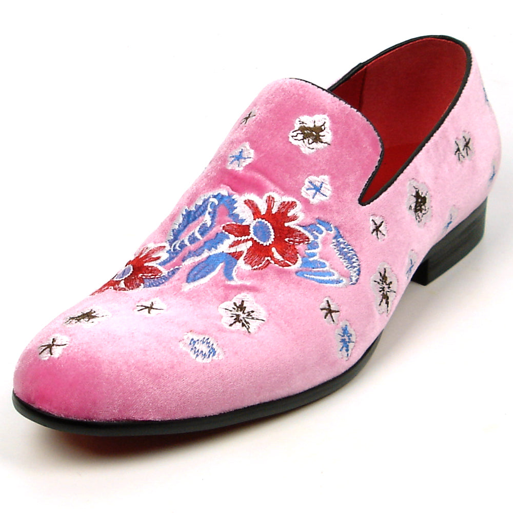 FI-7413 Pink Suede Flowers Embroidered Fiesso by Aurelio Garcia Loafer