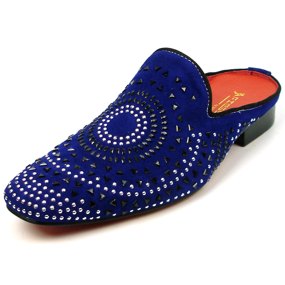 FI-7420 Blue Suede Black Silver Rhinestones Fiesso by Aurelio Garcia Sandals