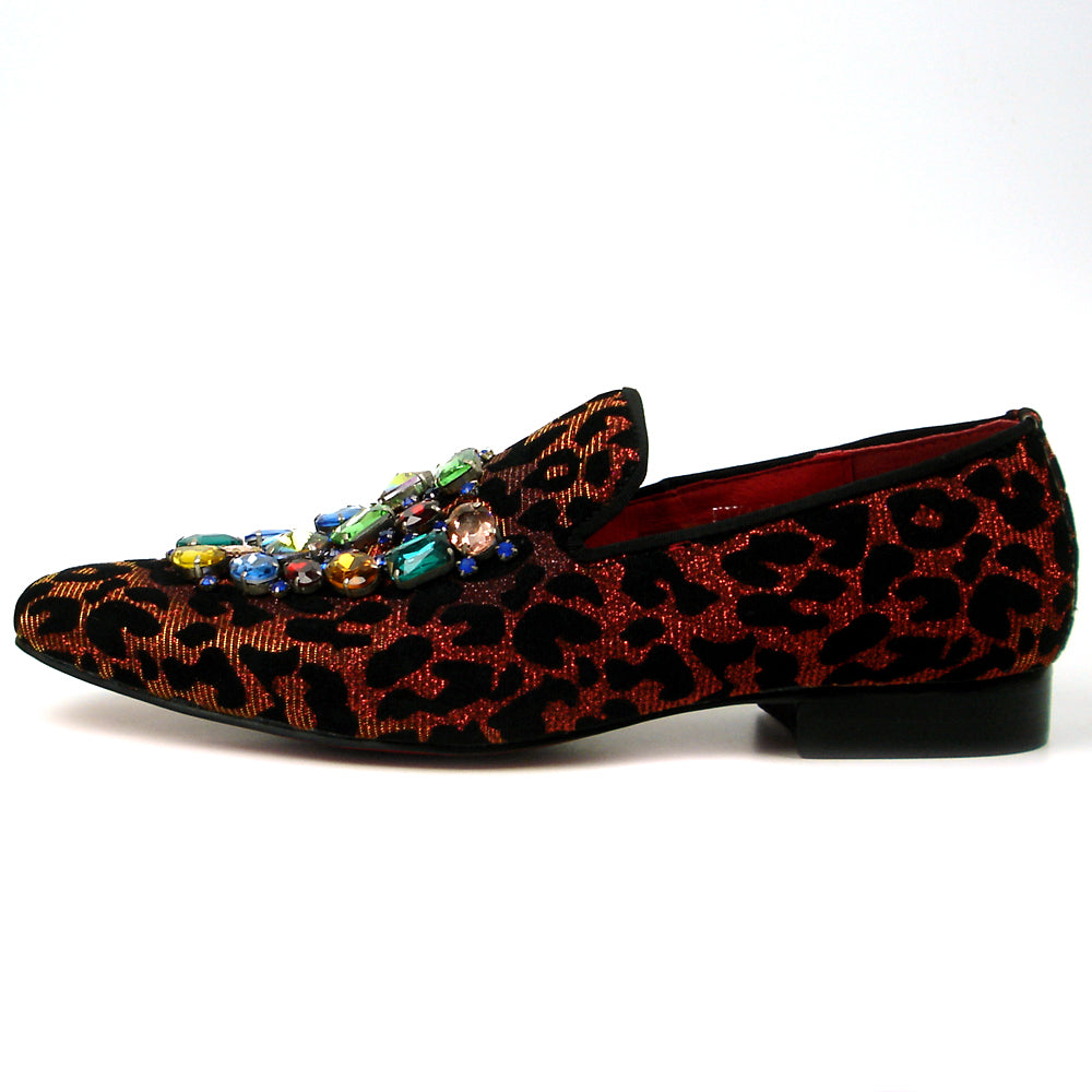 FI-7422 Red Black Leopard Multi color Crystals Loafer Fiesso by Aurelio Garcia