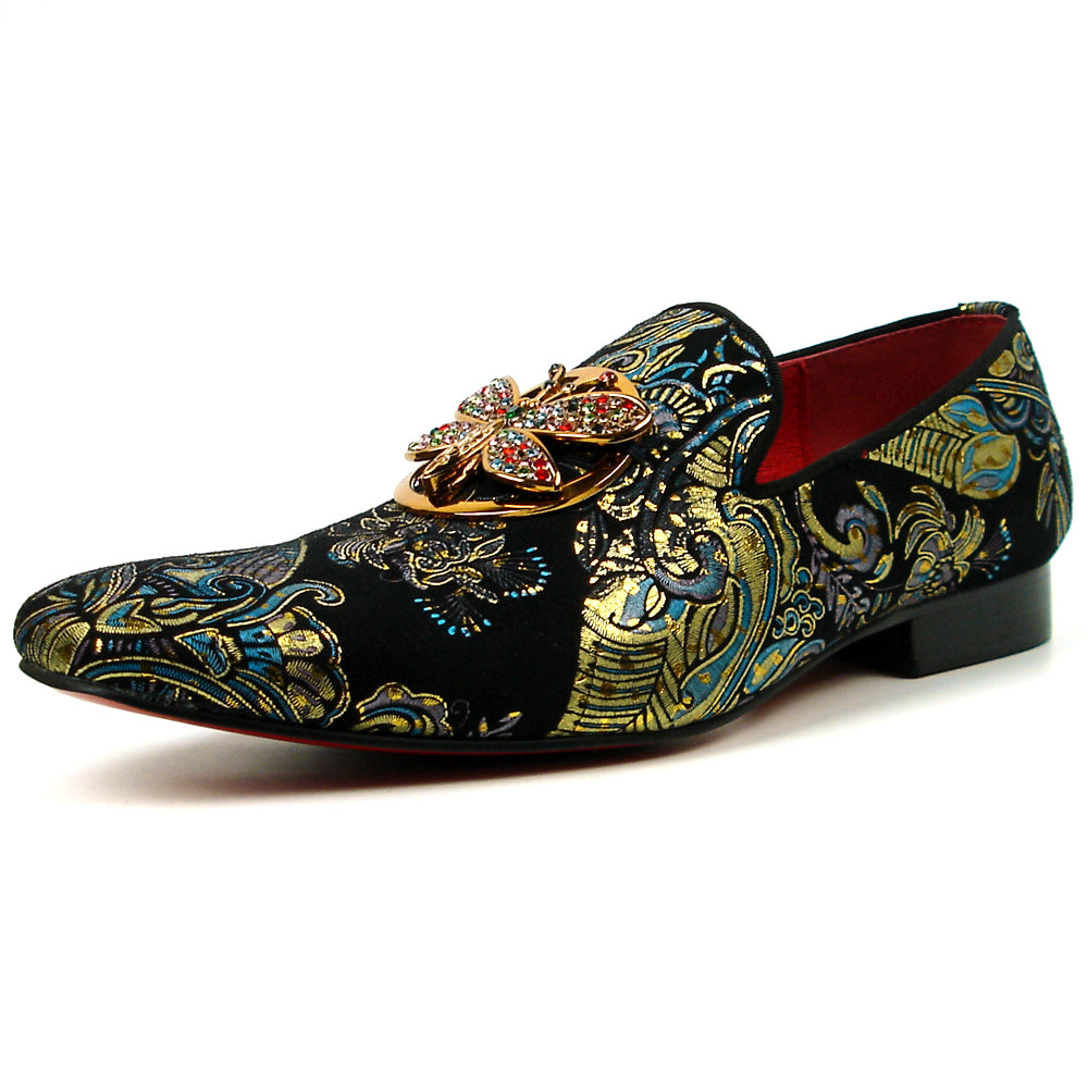 FI-7427 Black Blue Parsley butterfly Ornament Loafer Fiesso by Aurelio Garcia