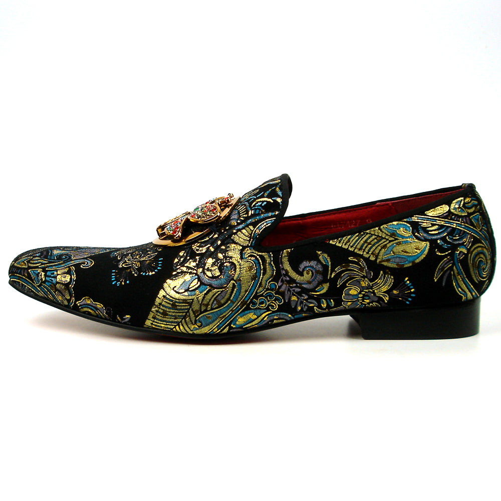 FI-7427 Black Blue Parsley butterfly Ornament Loafer Fiesso by Aurelio Garcia