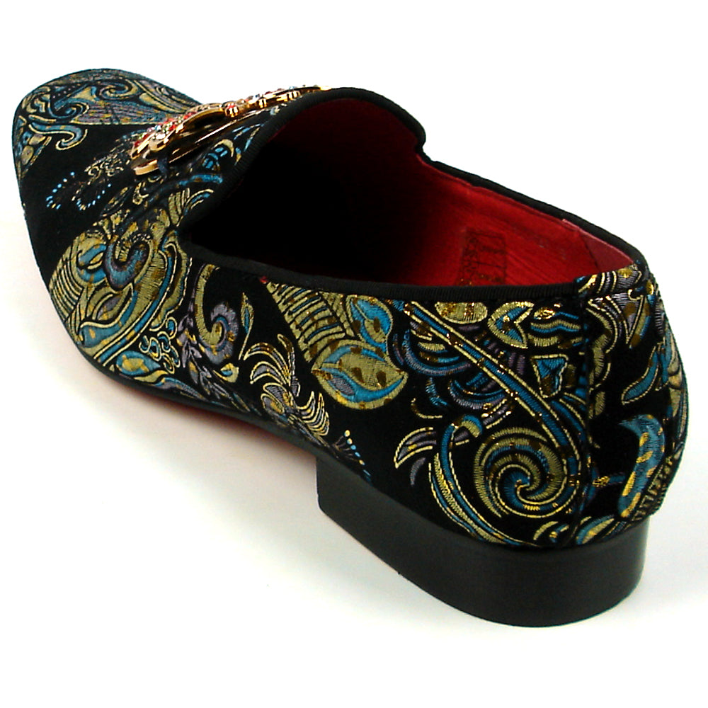 FI-7427 Black Blue Parsley butterfly Ornament Loafer Fiesso by Aurelio Garcia