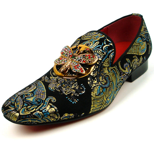 FI-7427 Black Blue Parsley butterfly Ornament Loafer Fiesso by Aurelio Garcia