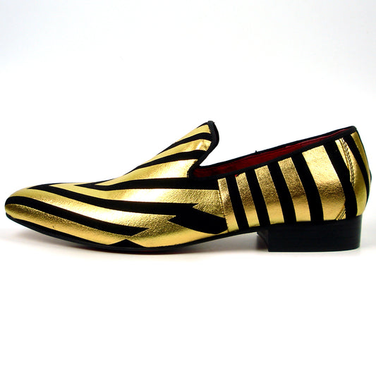 FI-7429 Black Gold Stripe Slip on Loafer Fiesso by Aurelio Garcia