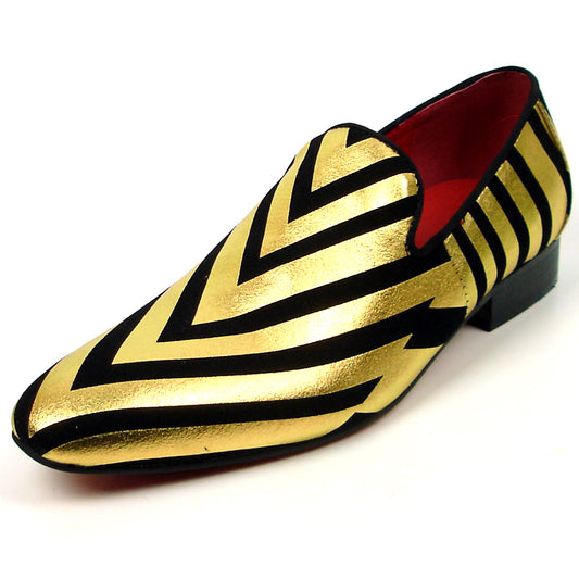 FI-7429 Black Gold Stripe Slip on Loafer Fiesso by Aurelio Garcia