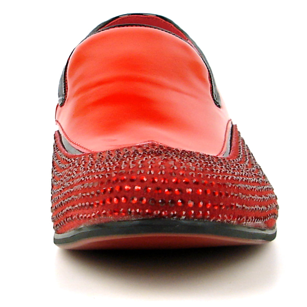 FI-7483 Red Rhinestones Red Patent Leather Wing Tip Fiesso by Aurelio Garcia