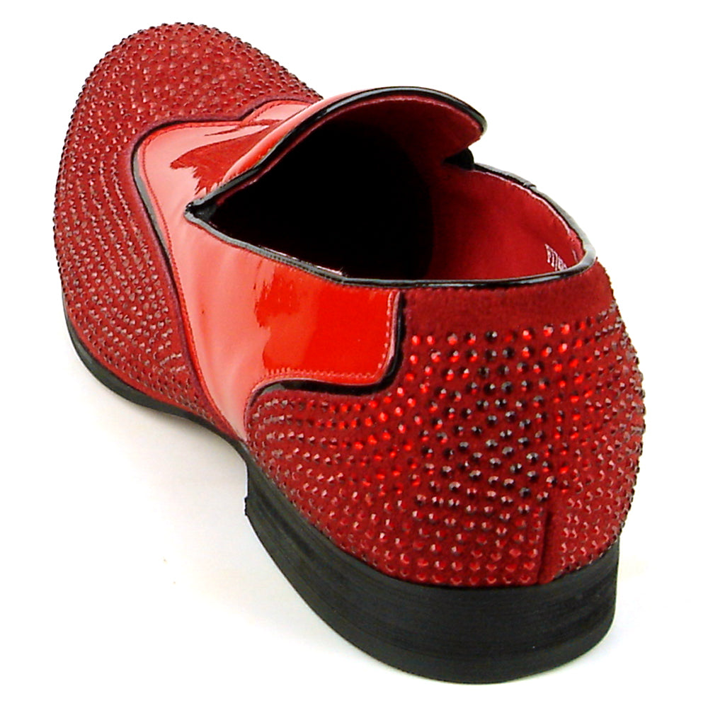 FI-7483 Red Rhinestones Red Patent Leather Wing Tip Fiesso by Aurelio Garcia