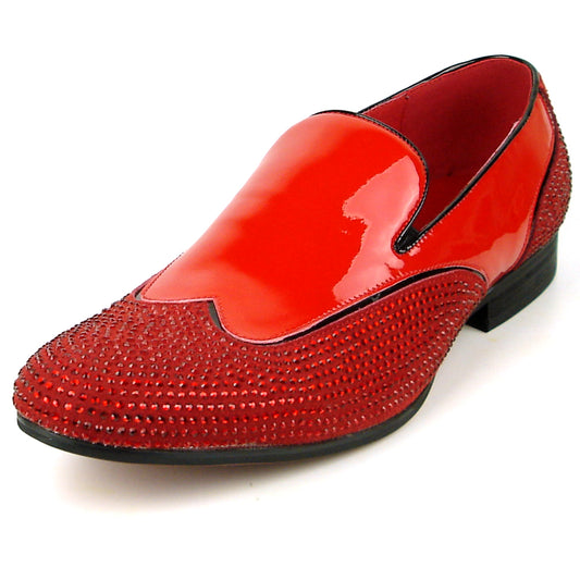 FI-7483 Red Rhinestones Red Patent Leather Wing Tip Fiesso by Aurelio Garcia