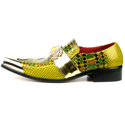 FI-7512 Gold Multi Color Python Slip On Gold Metal Tip Fiesso by Aurelio Garcia