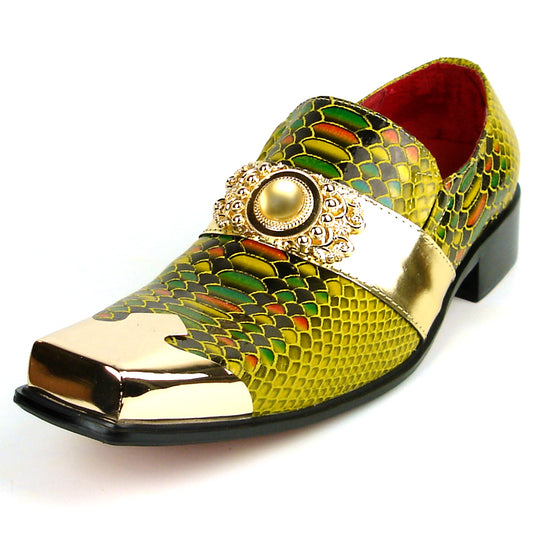 FI-7512 Gold Multi Color Python Slip On Gold Metal Tip Fiesso by Aurelio Garcia