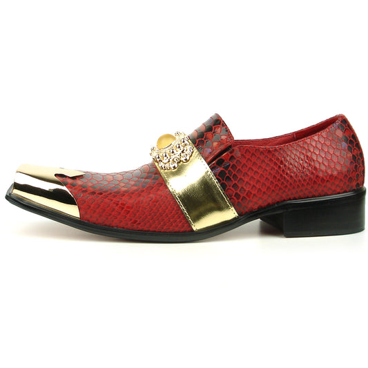 FI-7512 Red Slip On Gold Metal Tip Fiesso by Aurelio Garcia