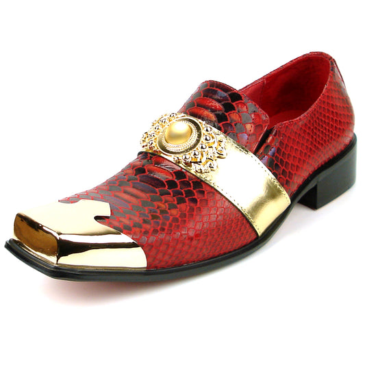 FI-7512 Red Slip On Gold Metal Tip Fiesso by Aurelio Garcia