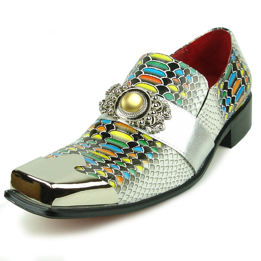 FI-7512 Black White Multi Python Slip On Gun Metal Tip Fiesso by Aurelio Garcia