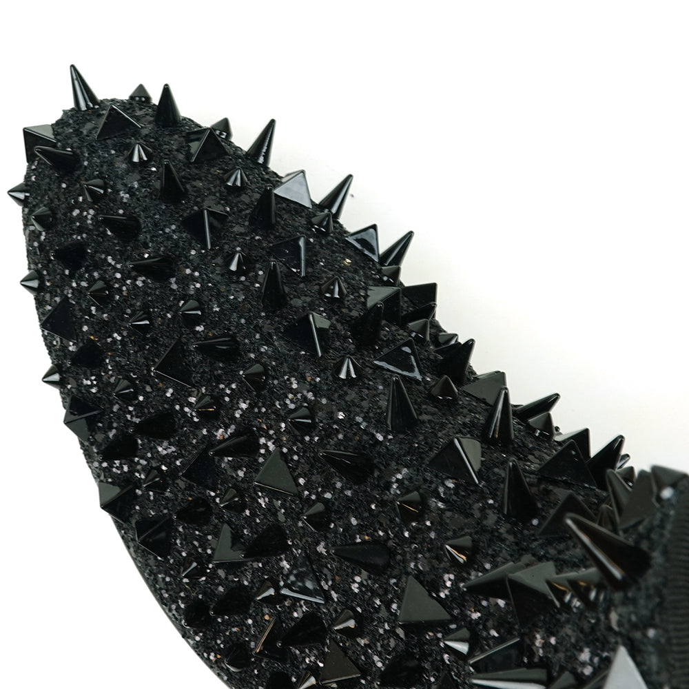 FI-7527 Black Glitter Black Spikes Boot Fiesso by Aurelio Garcia