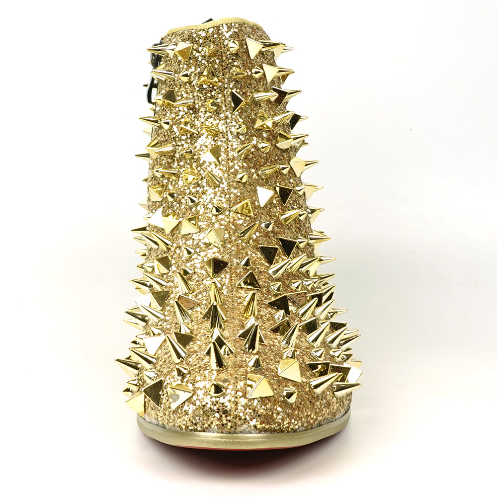 FI-7527 Gold Glitter Gold Spikes Boot Fiesso by Aurelio Garcia