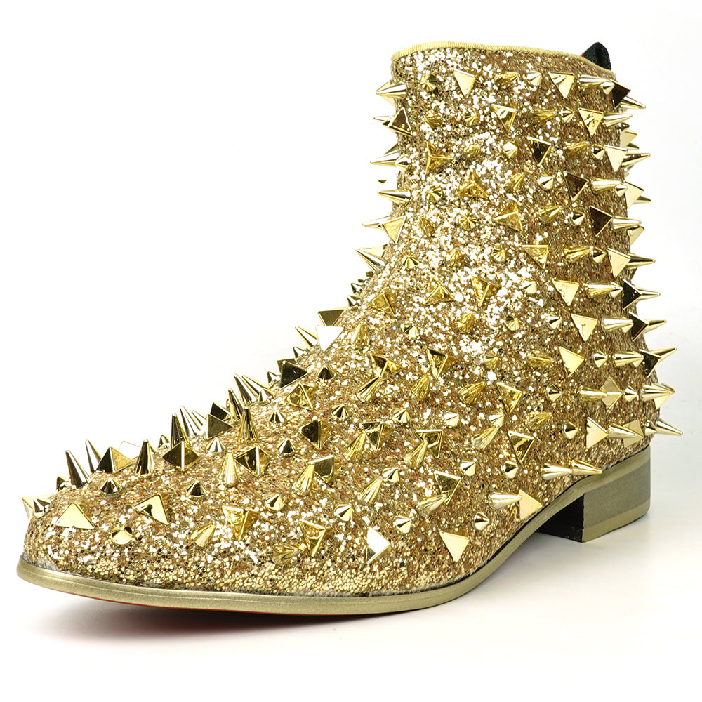 FI-7527 Gold Glitter Gold Spikes Boot Fiesso by Aurelio Garcia