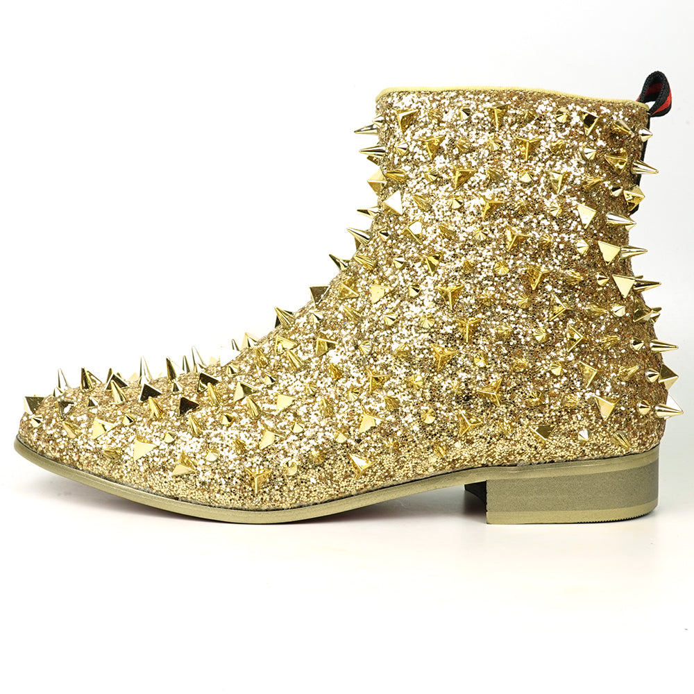 FI-7527 Gold Glitter Gold Spikes Boot Fiesso by Aurelio Garcia