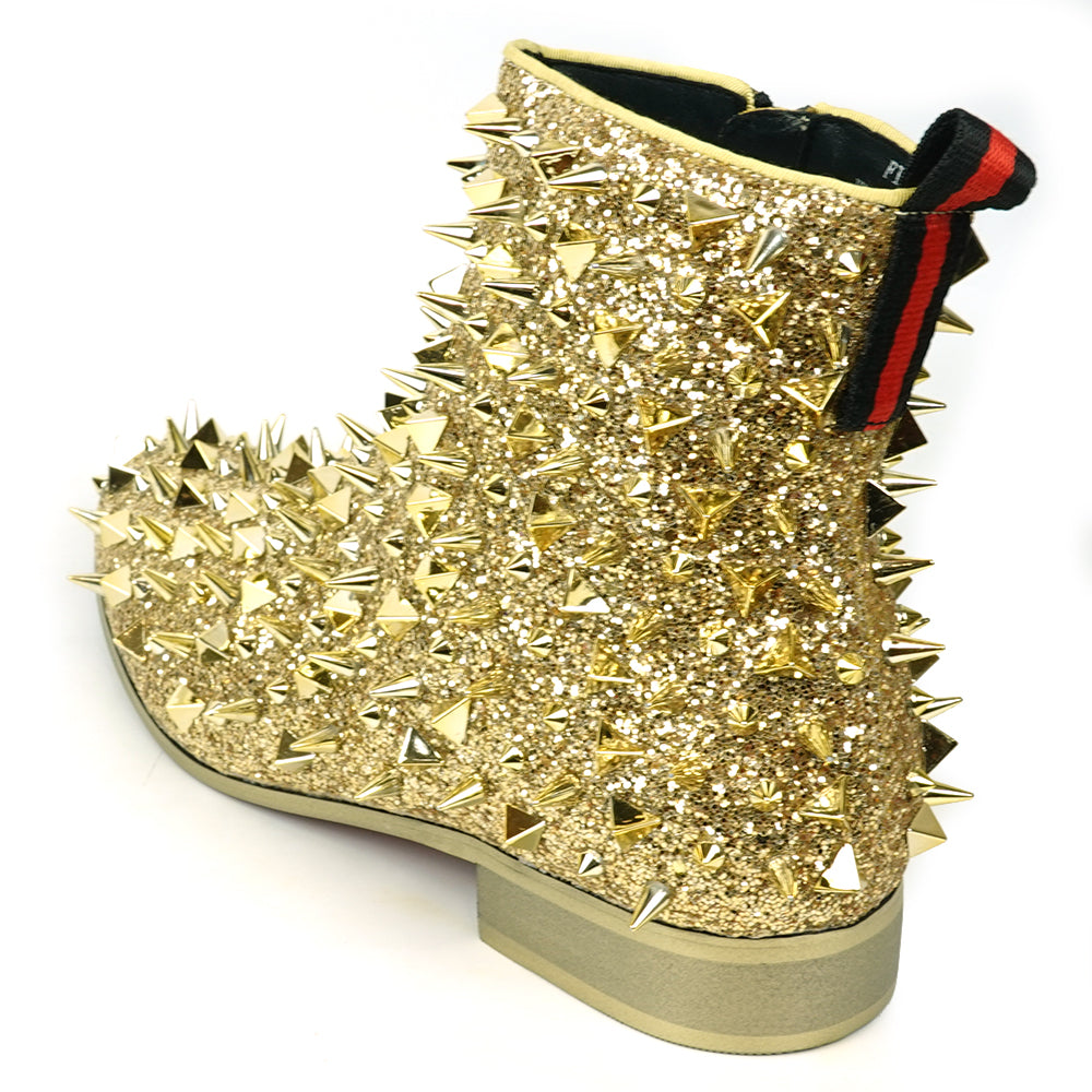 FI-7527 Gold Glitter Gold Spikes Boot Fiesso by Aurelio Garcia