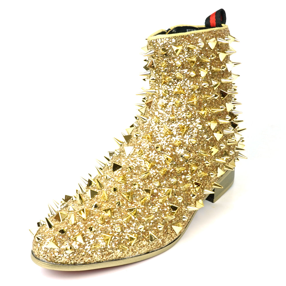 FI-7527 Gold Glitter Gold Spikes Boot Fiesso by Aurelio Garcia